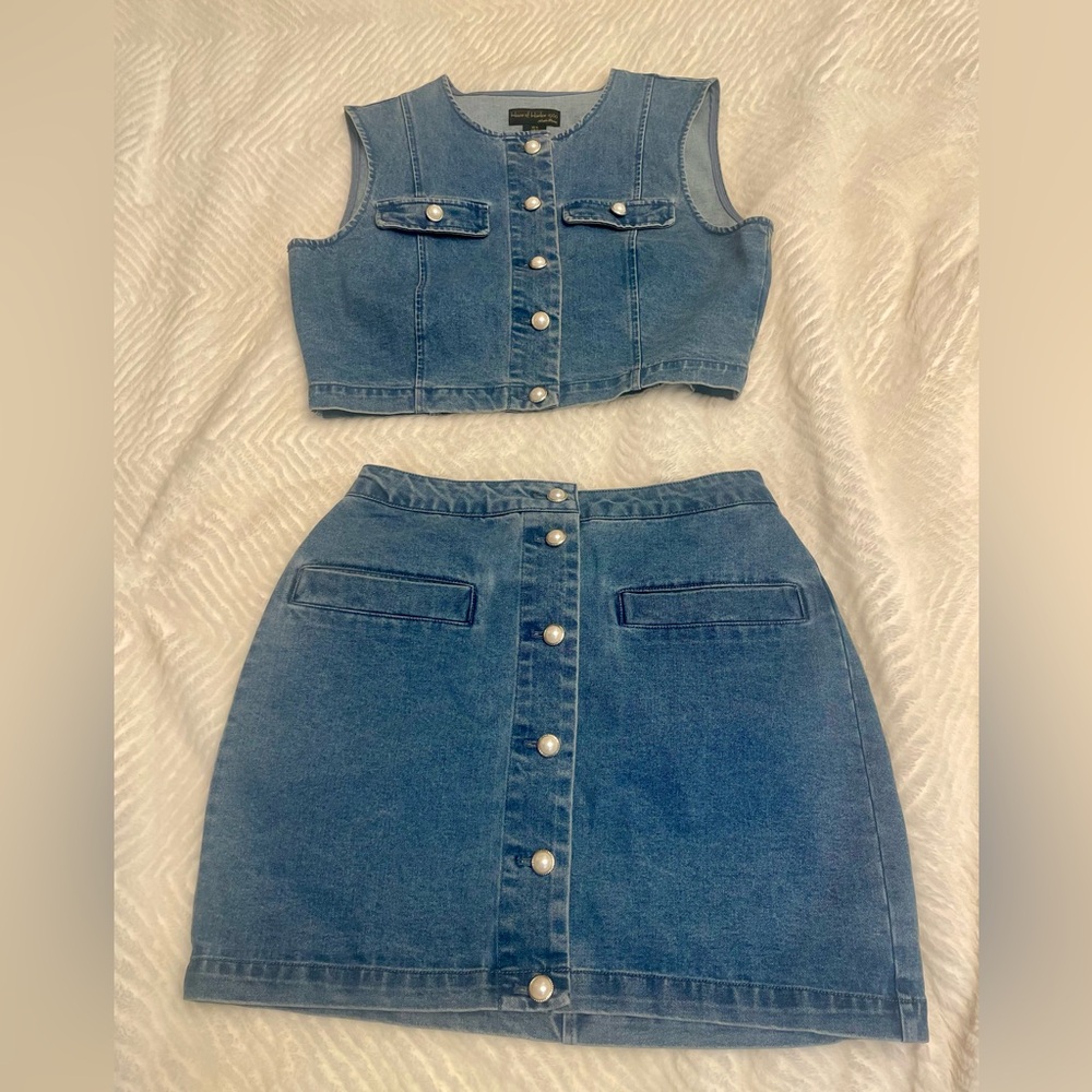 House of Harlow 1960 Light Blue Denim Top